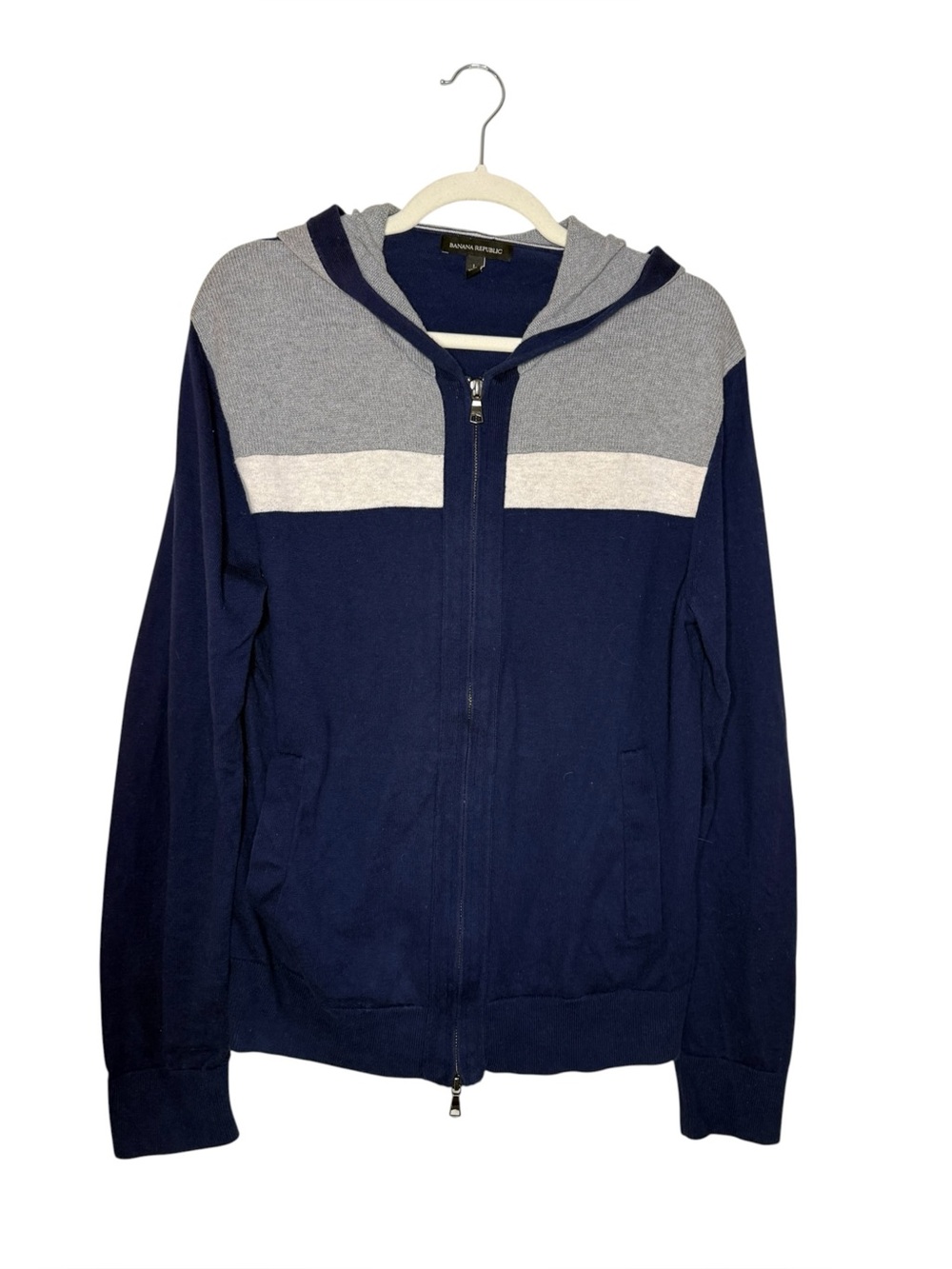 Banana Republic men's full-zip colorblock hoodie sweater 100% Cotton Size L